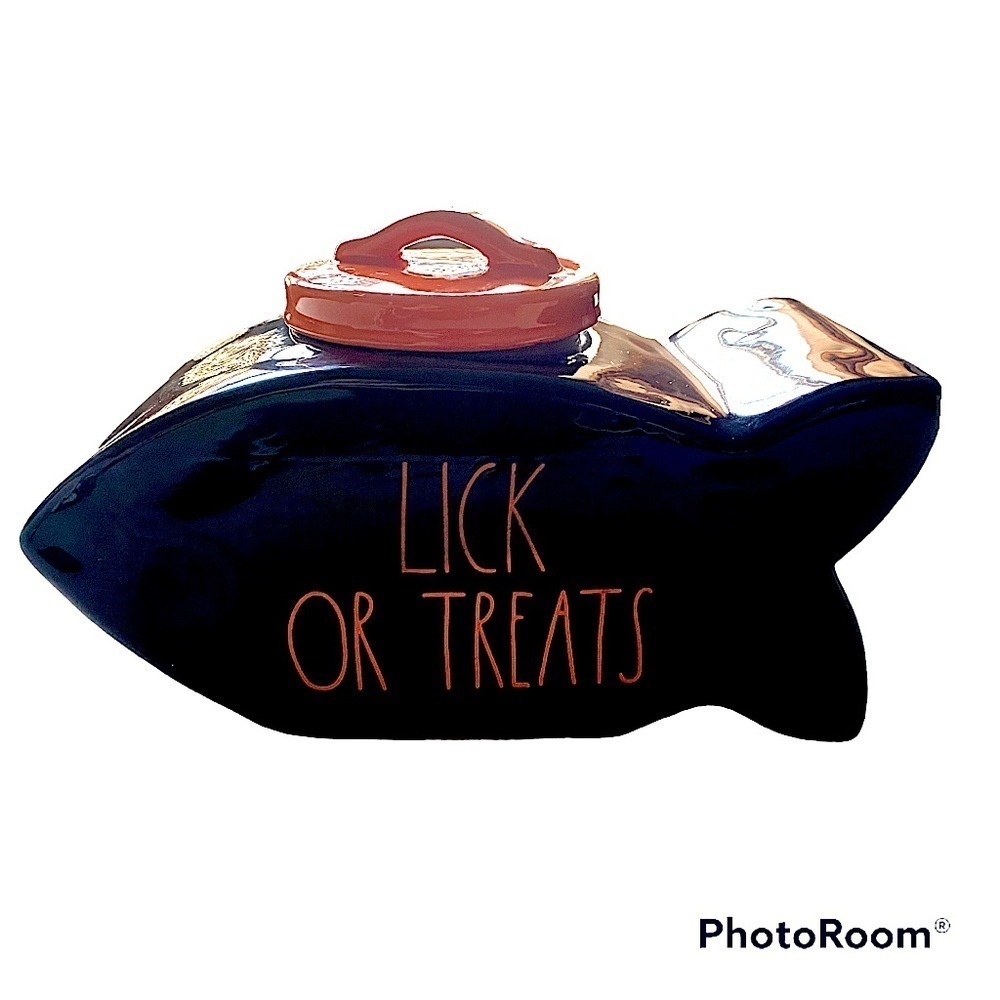 Rae Dunn “Lick or Treat” Fish shaped Canister